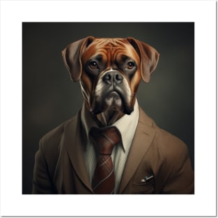 Boxer Dog in Suit Posters and Art